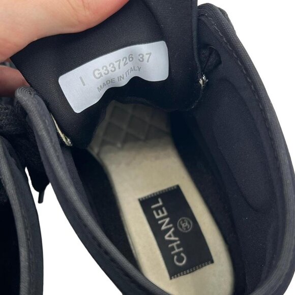 Chanel black high top lambskin and neoprene sneakers - Picture 3 of 6